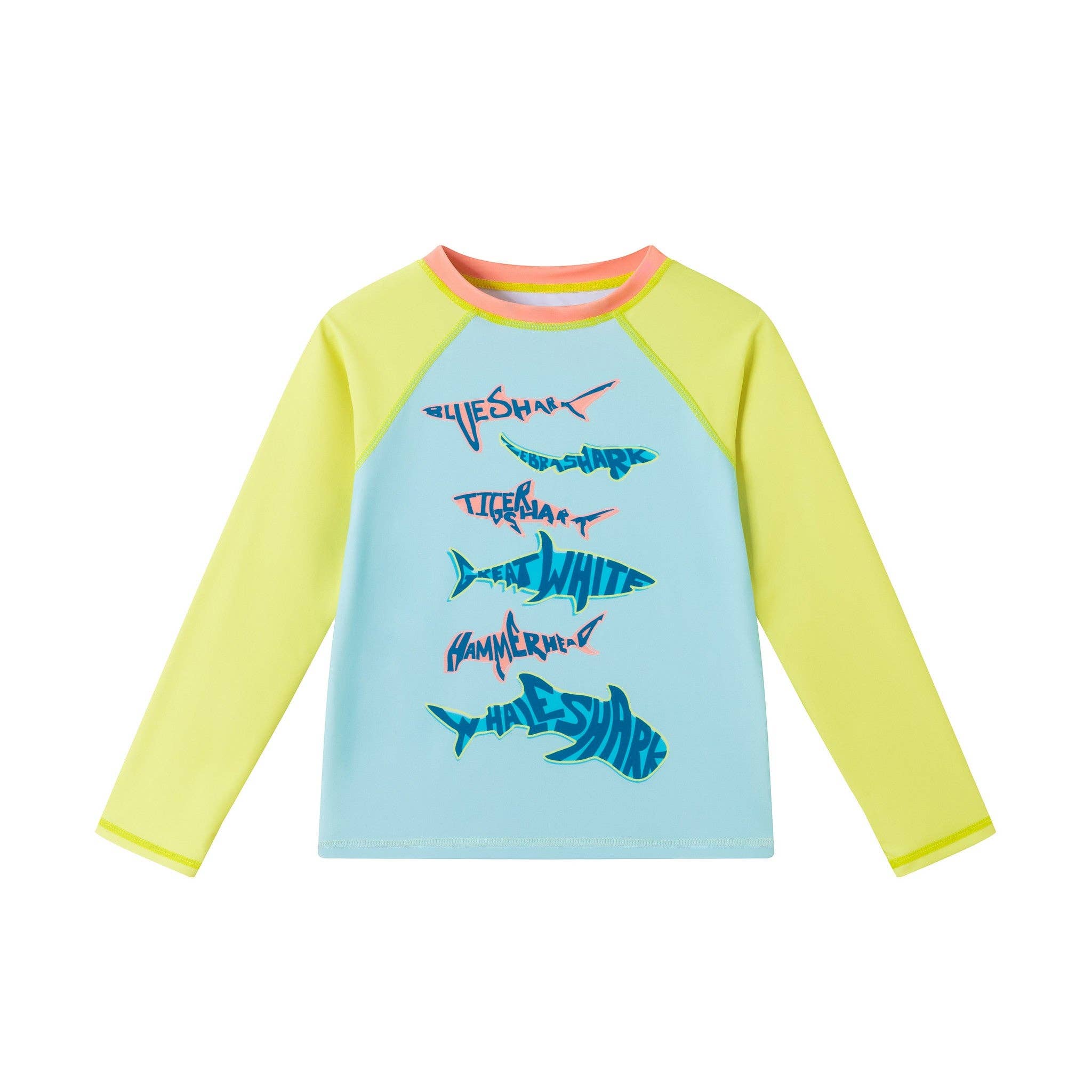 Boys Long Sleeve Rashguard Set | Aqua & Lime Shark
