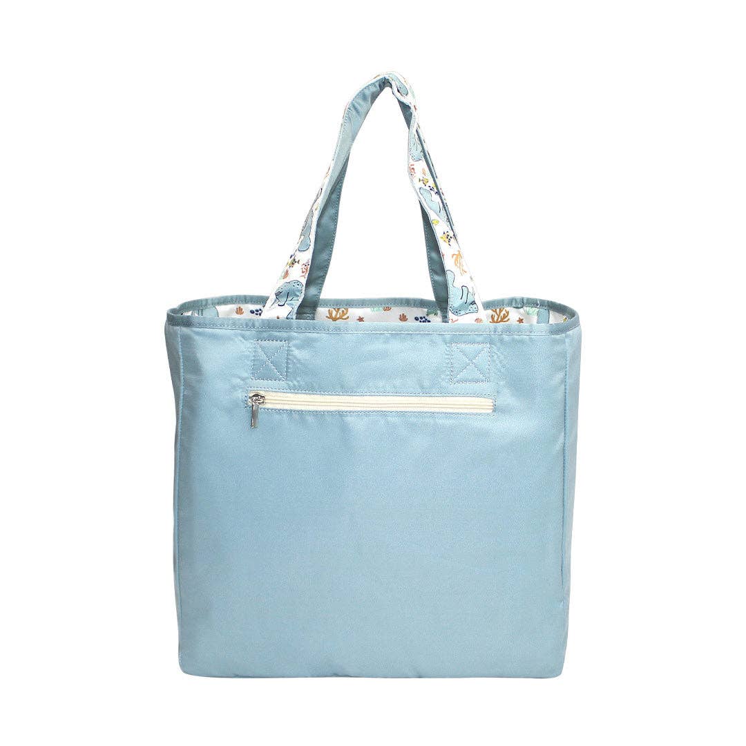 Manatee and Blue Surf Reversible Beach Bag