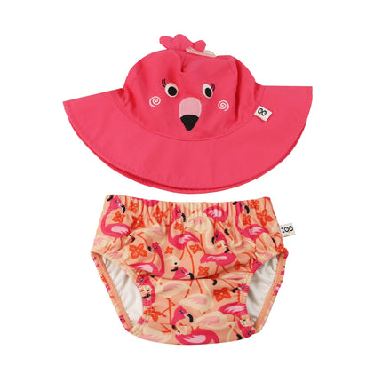 Swim Diaper & Sun Hat Set - Franny the Flamingo
