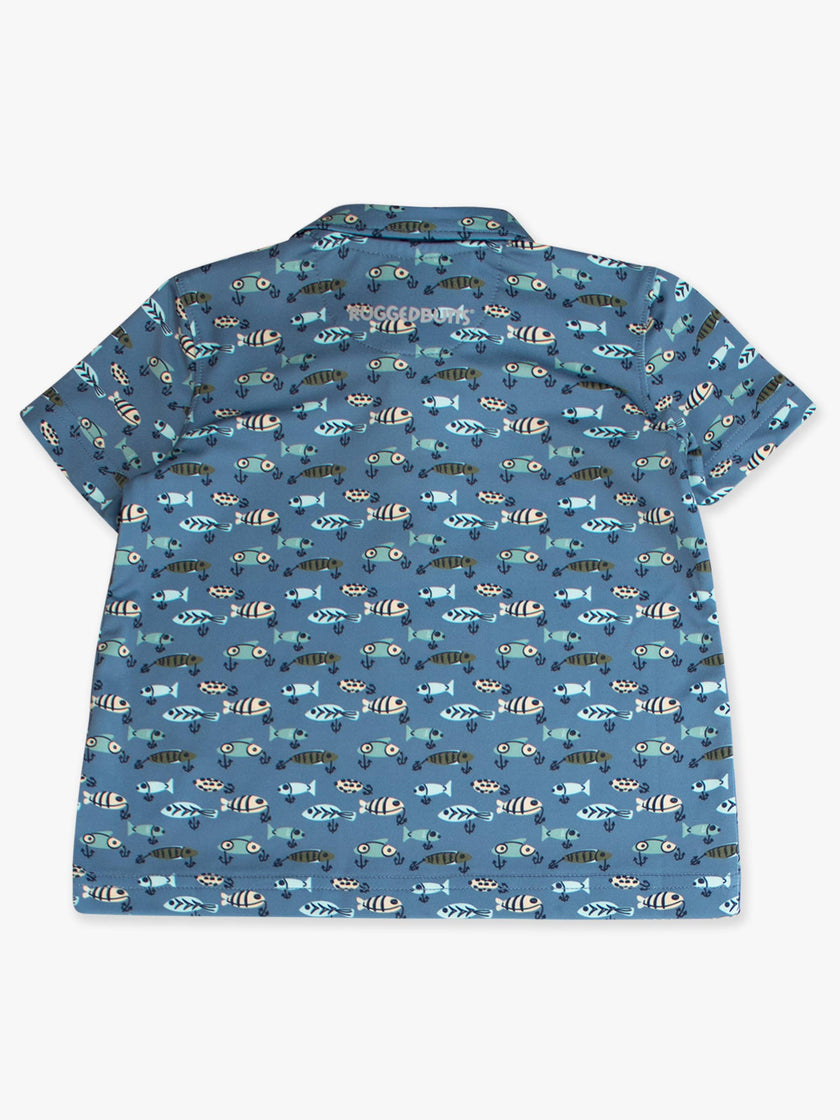 Boys Fish Bait Buddies Knit Short Sleeve Performance Polo