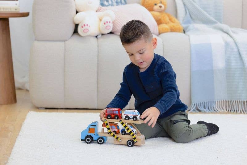 Wooden Off to the Rescue Vehicle Carrier Toy