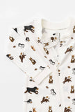 One-Piece Baby Pajamas Football Pups Organic Cotton