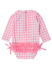 Bubblegum Gingham Long Sleeve One Piece Rash Guard