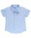 Boys Cornflower Blue Gingham Short Sleeve Button Down Shirt