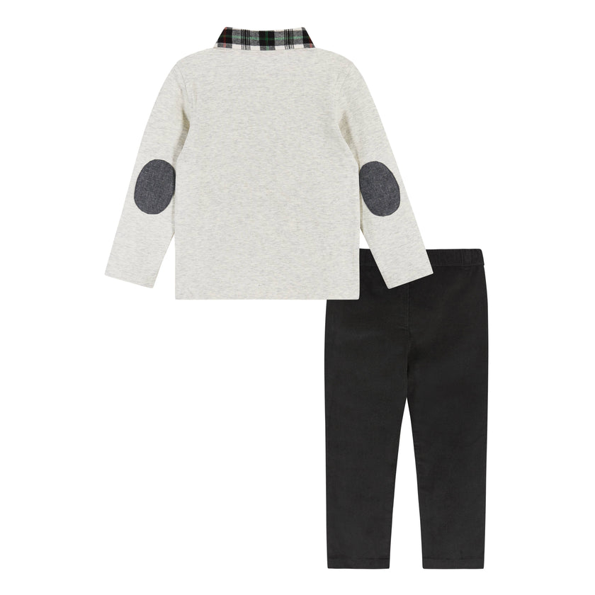 Holiday Polo W/Corduroy Pants - Heather Cream