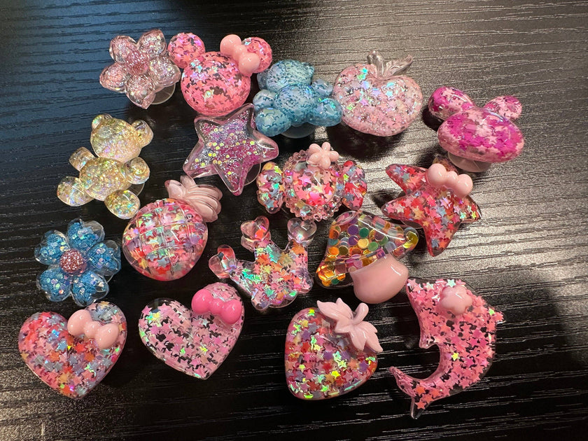 DELETE Bling Bling sequin star Aurora Glitter Resin charms for DIY Unique Special Croc Shoes  Best Quality JuliesDecalDesign: Set A 15pcs