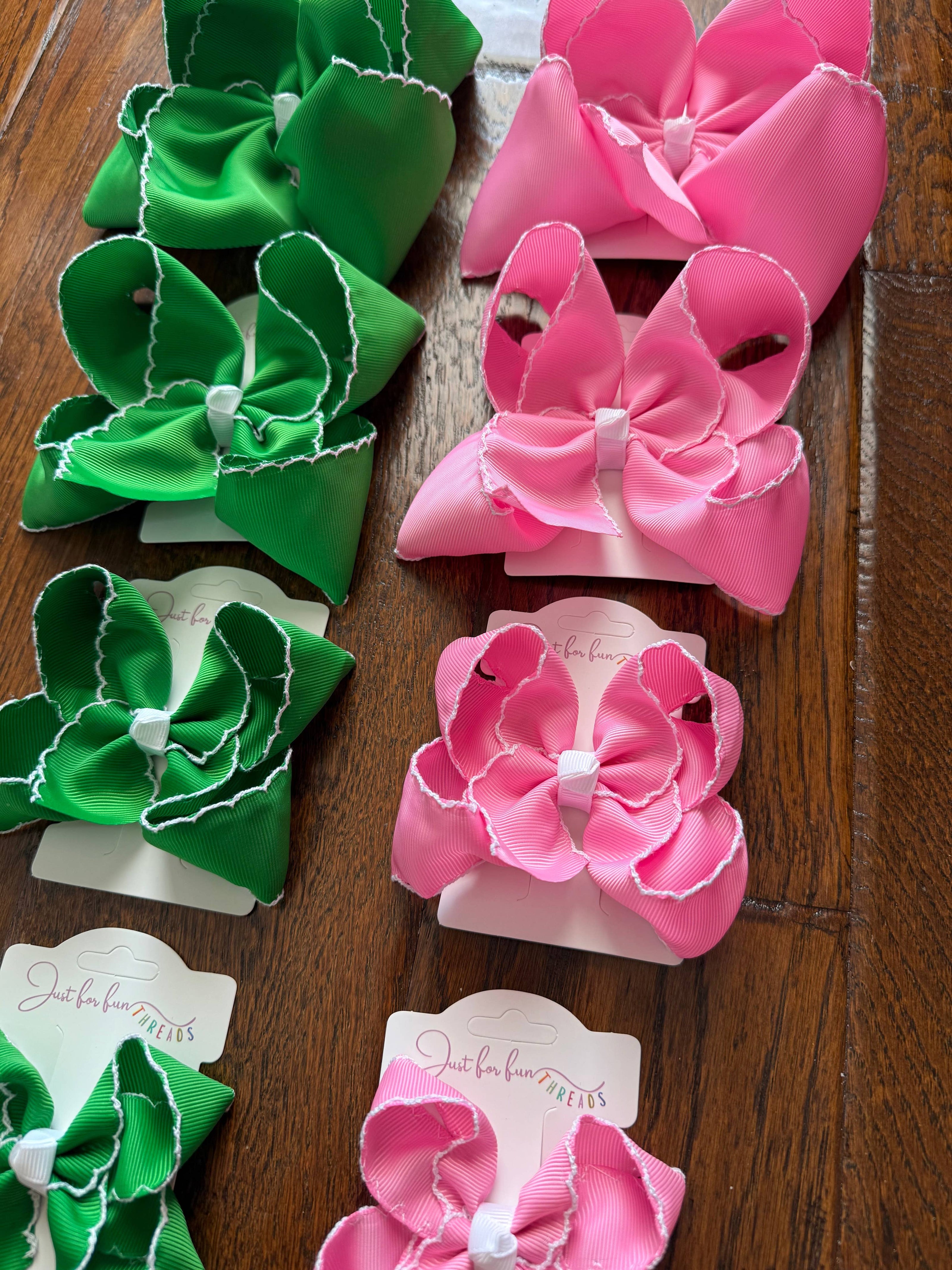 Signature Moonstitch Hair Bows – White Center