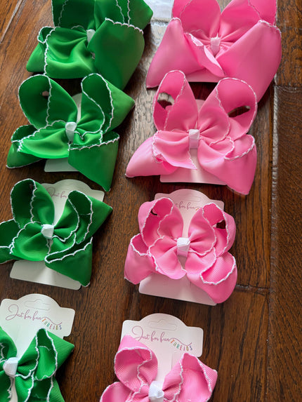 Signature Moonstitch Hair Bows – White Center