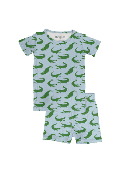 Short Sleeve Bamboo Two Piece PJs - Alligators