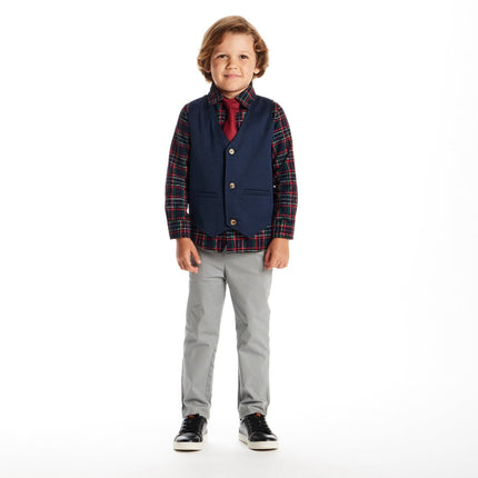 Kids 3-Piece Vest Set | Navy Plaid
