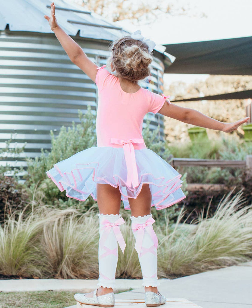 White Ballet Bow Dance Leg Warmers
