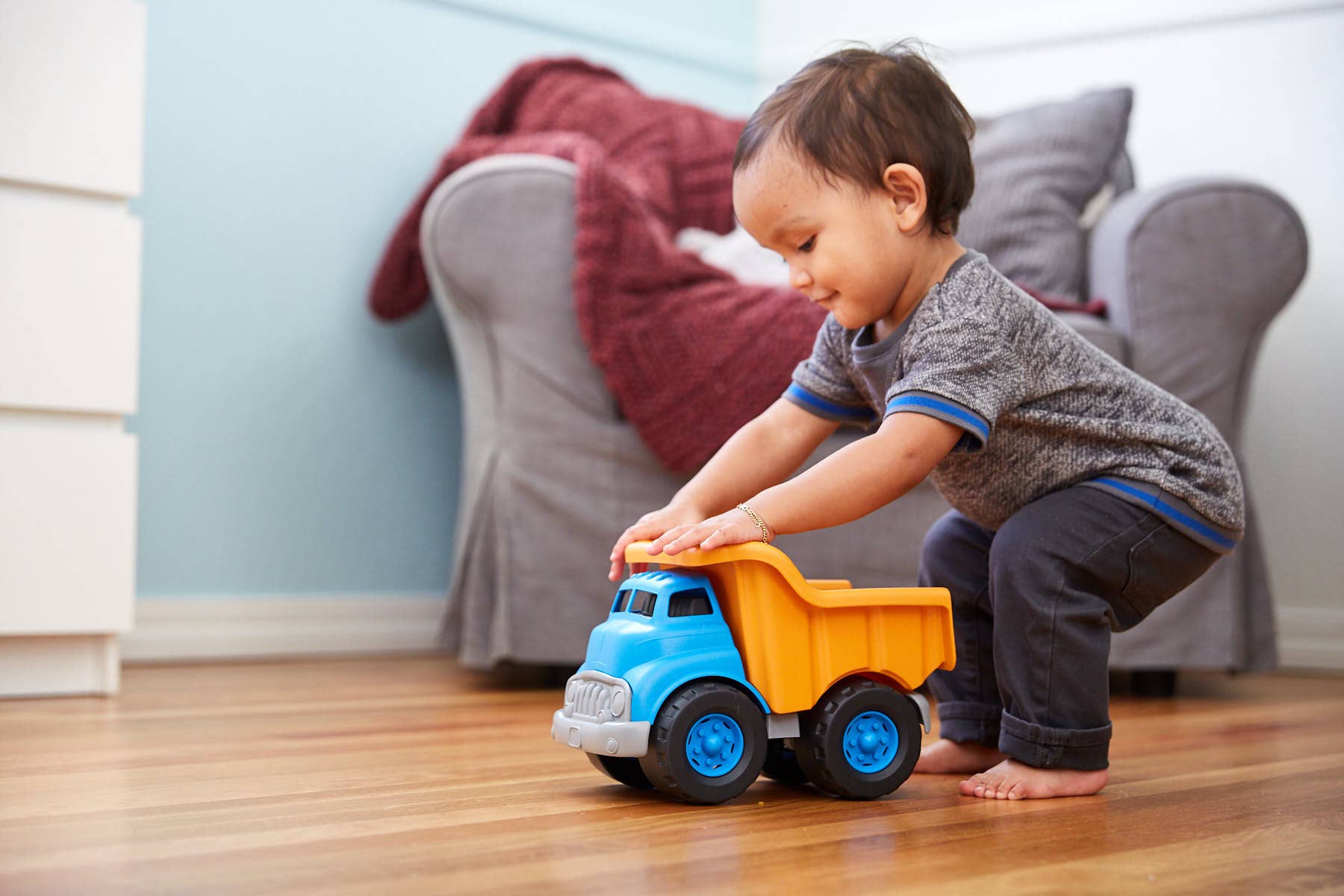 Dump Truck Toy - Blue/Orange