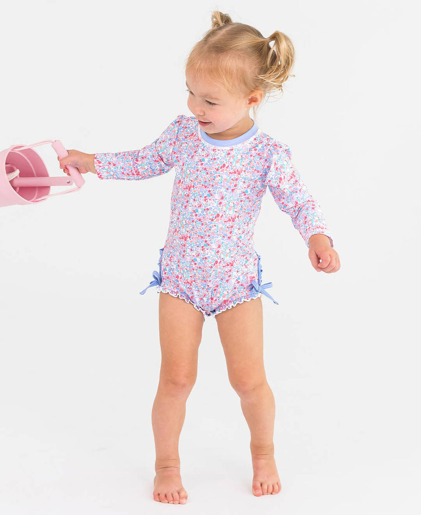 Sparkle Shimmer On Long Sleeve One Piece Rash Guard