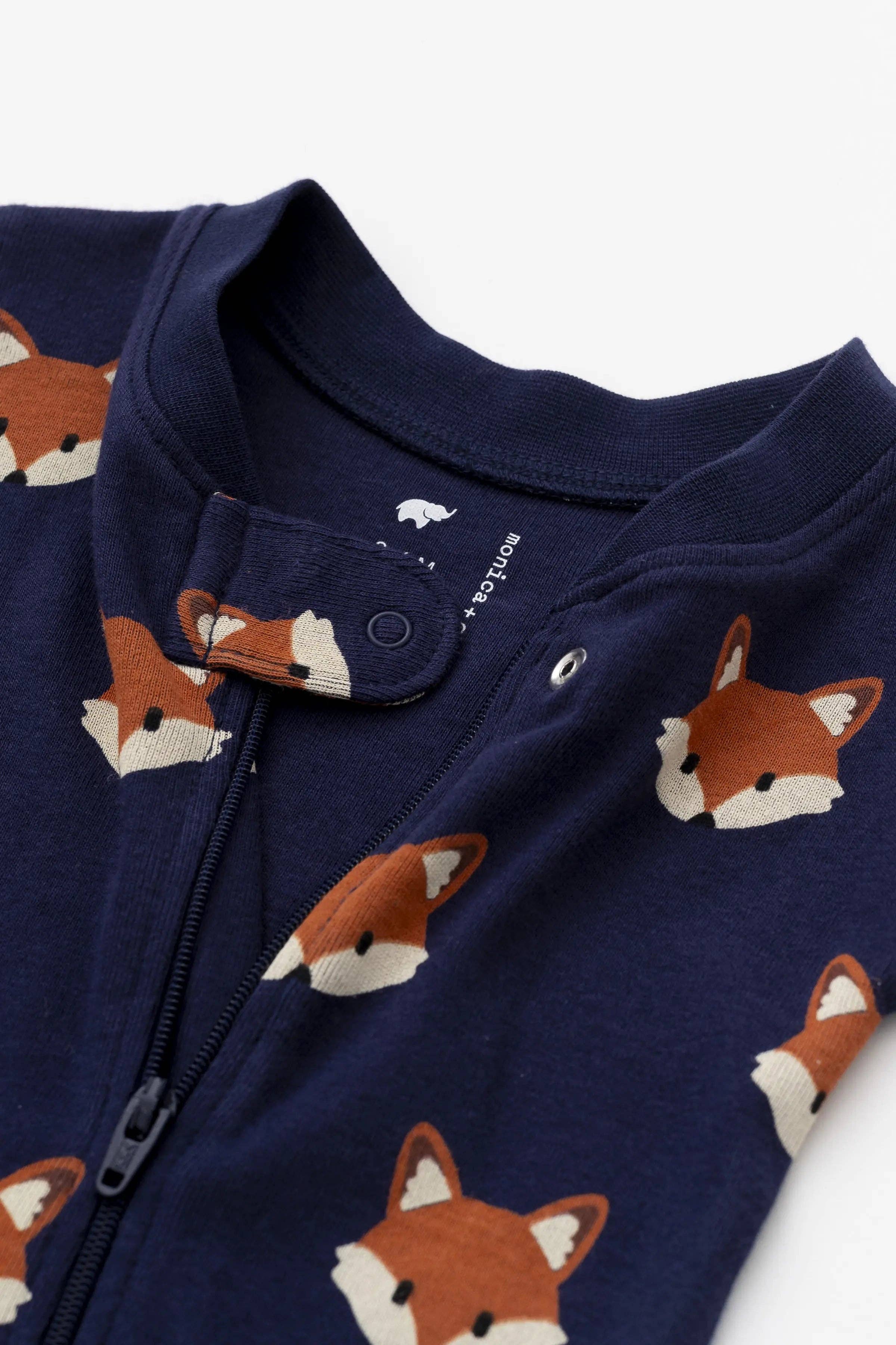 One-Piece Baby Pajamas Fox Friends Organic Cotton