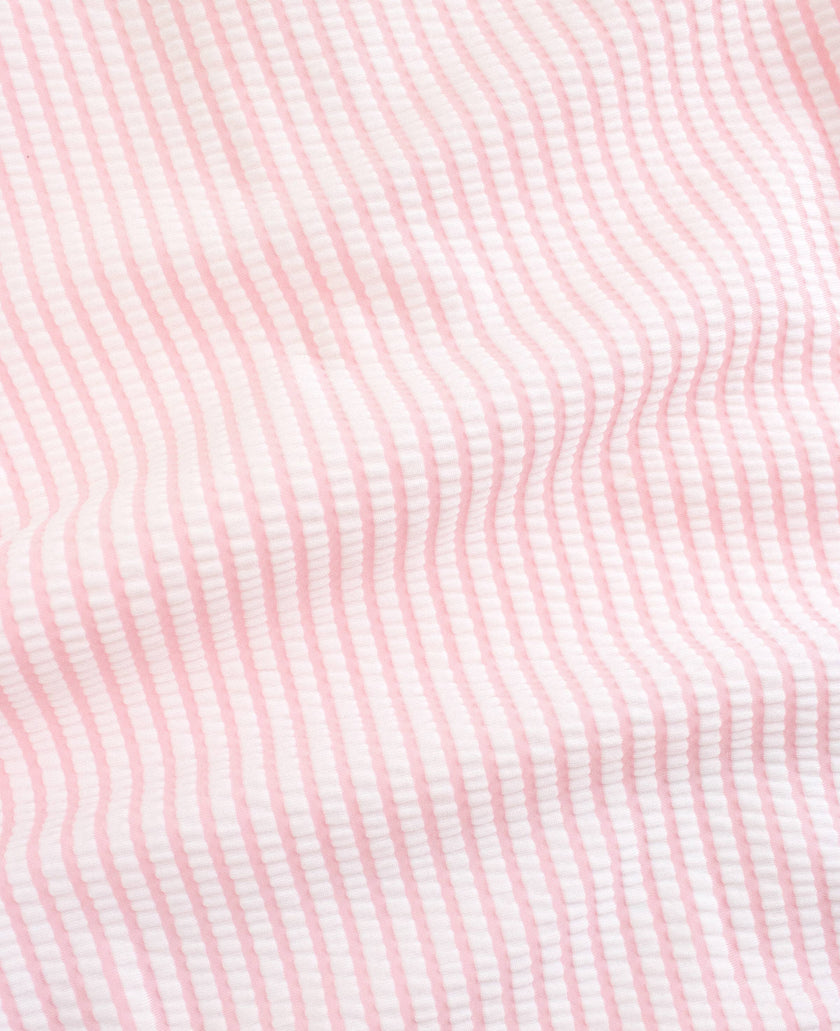 Pink Seersucker Long Sleeve One Piece Rash Guard