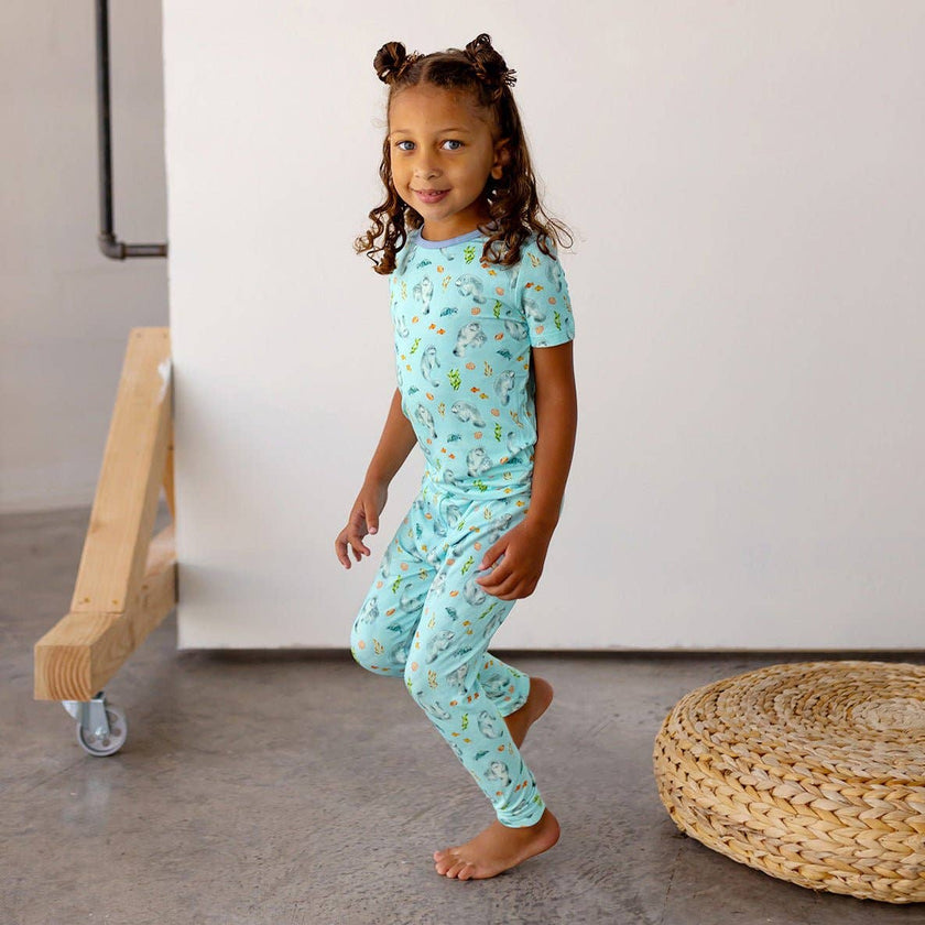 Get Your Float on Manatees Bamboo Short Sleeve Pajama Set (2T-12Y)