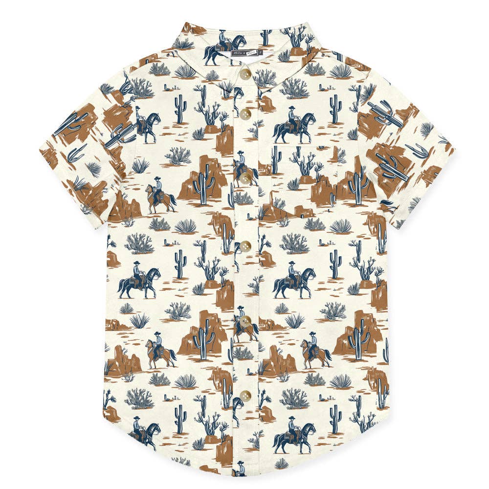 Kids Cream Western Frontier Short-Sleeve Button-Up