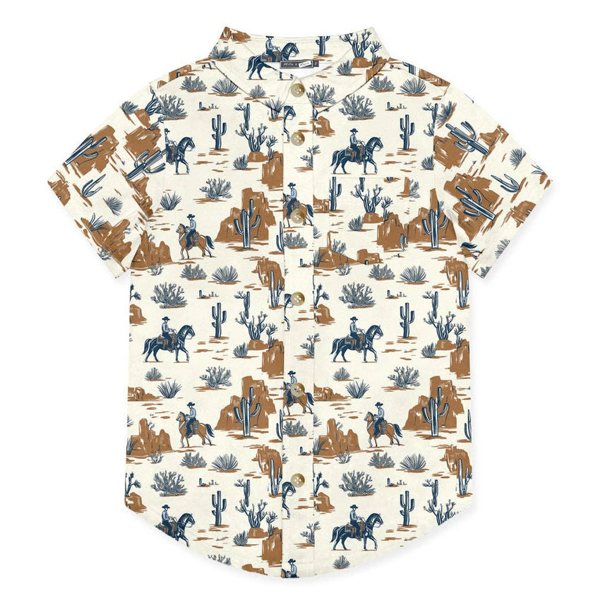 Kids Cream Western Frontier Short-Sleeve Button-Up