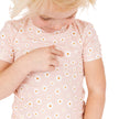 Pink Daisy Ribbed Bamboo Convertible Baby Pajama