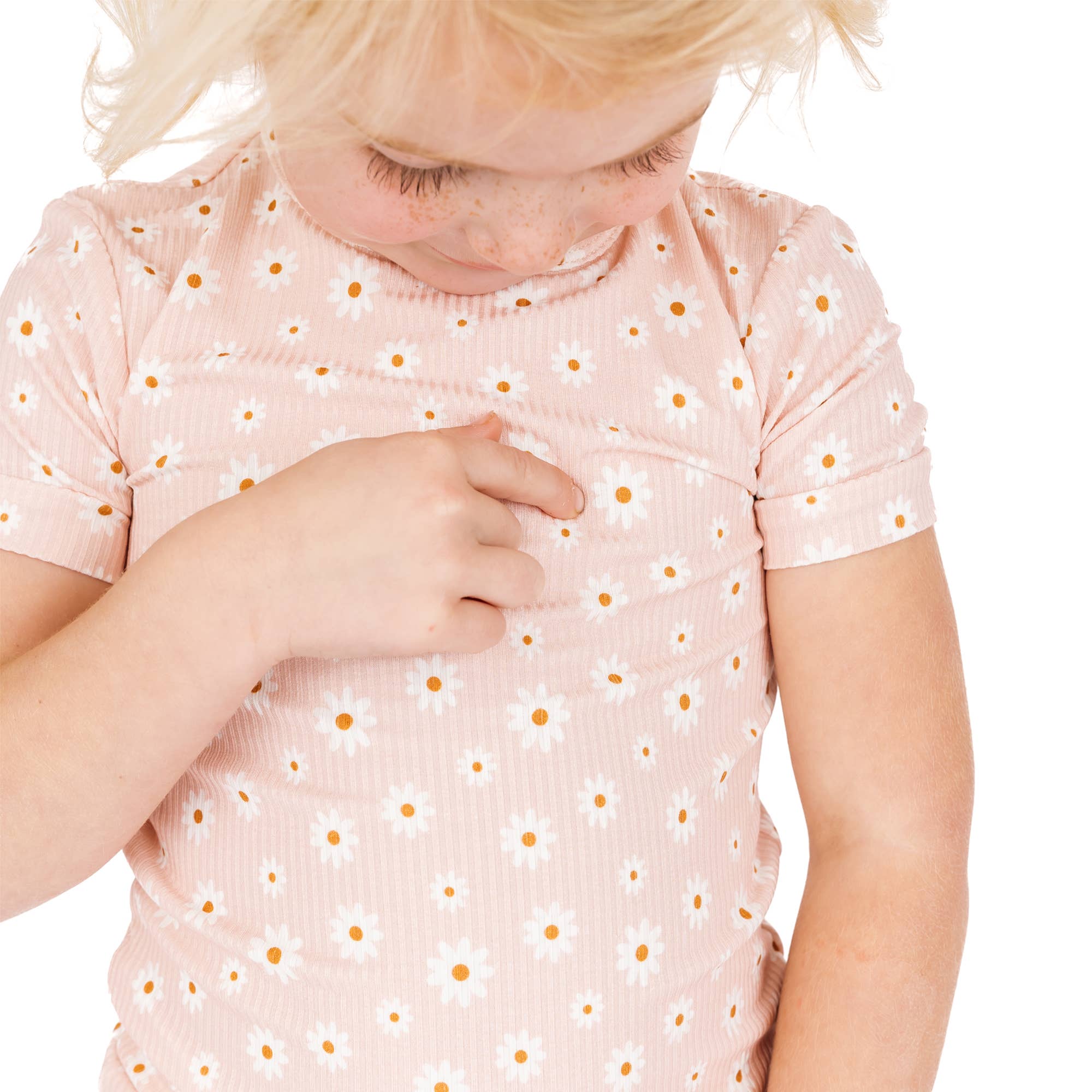 Pink Daisy Ribbed Bamboo Convertible Baby Pajama