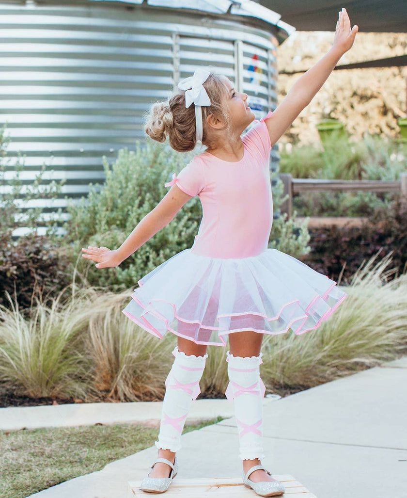 White Ballet Bow Dance Leg Warmers