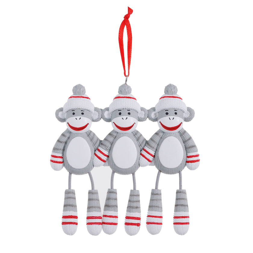 Sock Monkey Family Personalized Ornament
