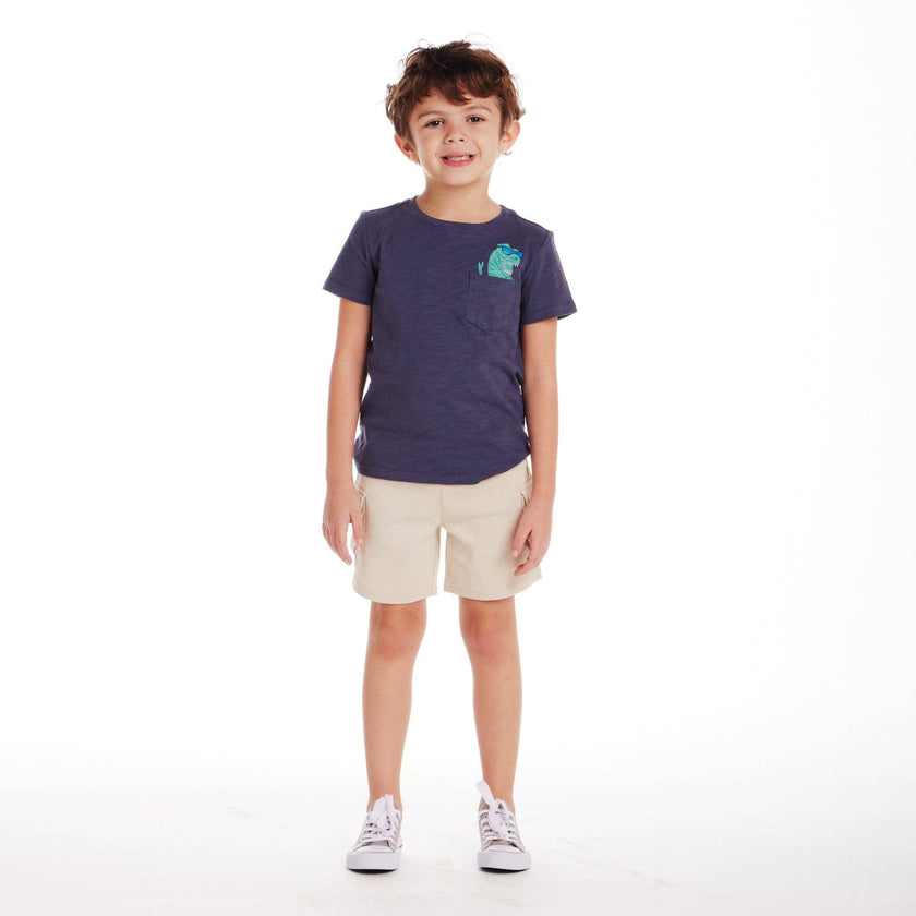 Slubbed Pocket Tee | Navy Dino