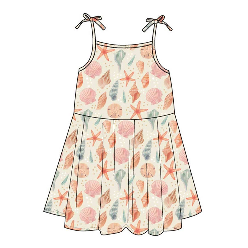 Sandy Seashells Beachy Kids Bamboo Sundress