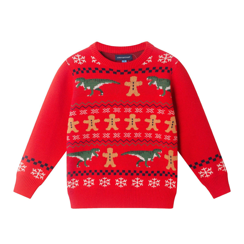 Kids Sweater & Pants Holiday Set | Gingerbread & Dinos