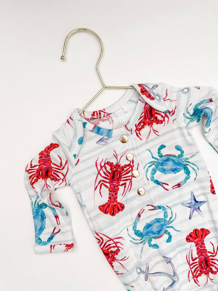 Lobster and Crab Newborn Knotted Gown