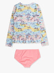Tween Girls Beach Day Scallop Hem Long Sleeve Rash Guard 2-Piece Swimsuit