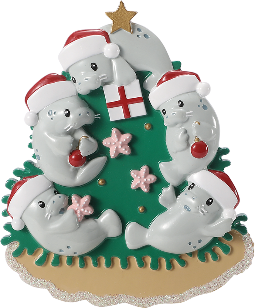 Manatee Family Decorating Tree Personalized Ornament