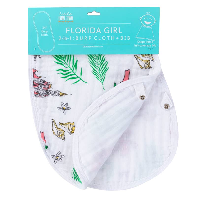 Pink Florida Baby Burp/Bib Combo