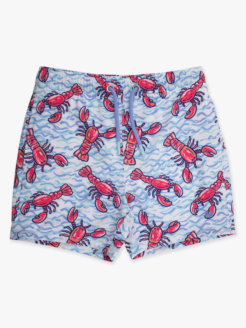 Boys Blue Lobster Lagoon Performance Hybrid Swim Trunks