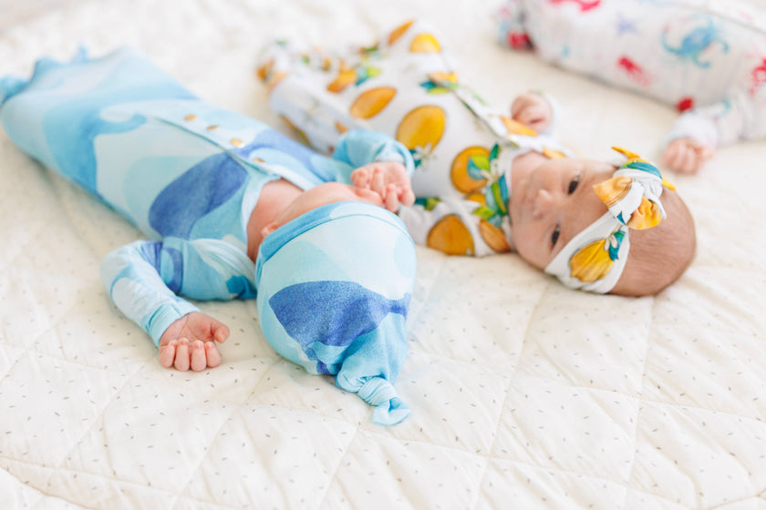 Ocean Wave Newborn Bamboo Knotted Gown