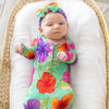 Hibiscus Bright Newborn Bamboo Knotted Gown