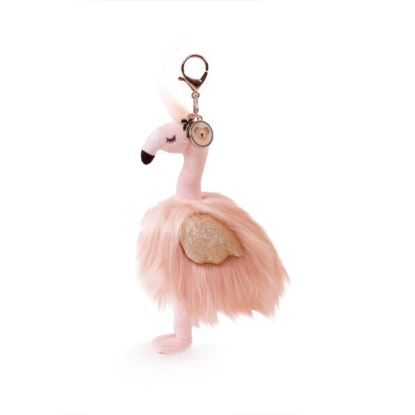 Gloria Flamingo Bag Charm Key Chain(Vegan Angora)