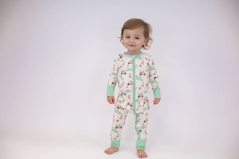 Barks & Birdies Golf Dogs Convertible Zip Pjs 