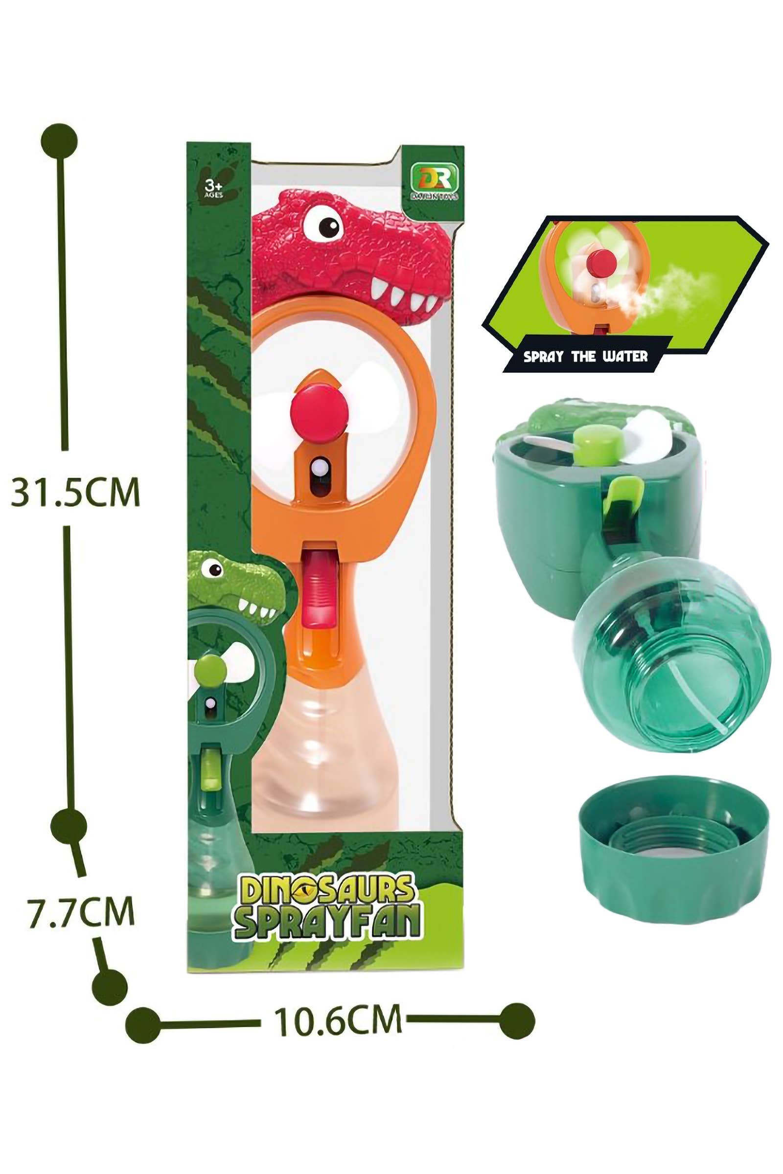 T-rex Dinosaur Water Spray Misting Electric Fan - Assorted