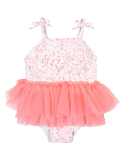 By the Seaside Tulle Skirted Tie Shoulder One Piece