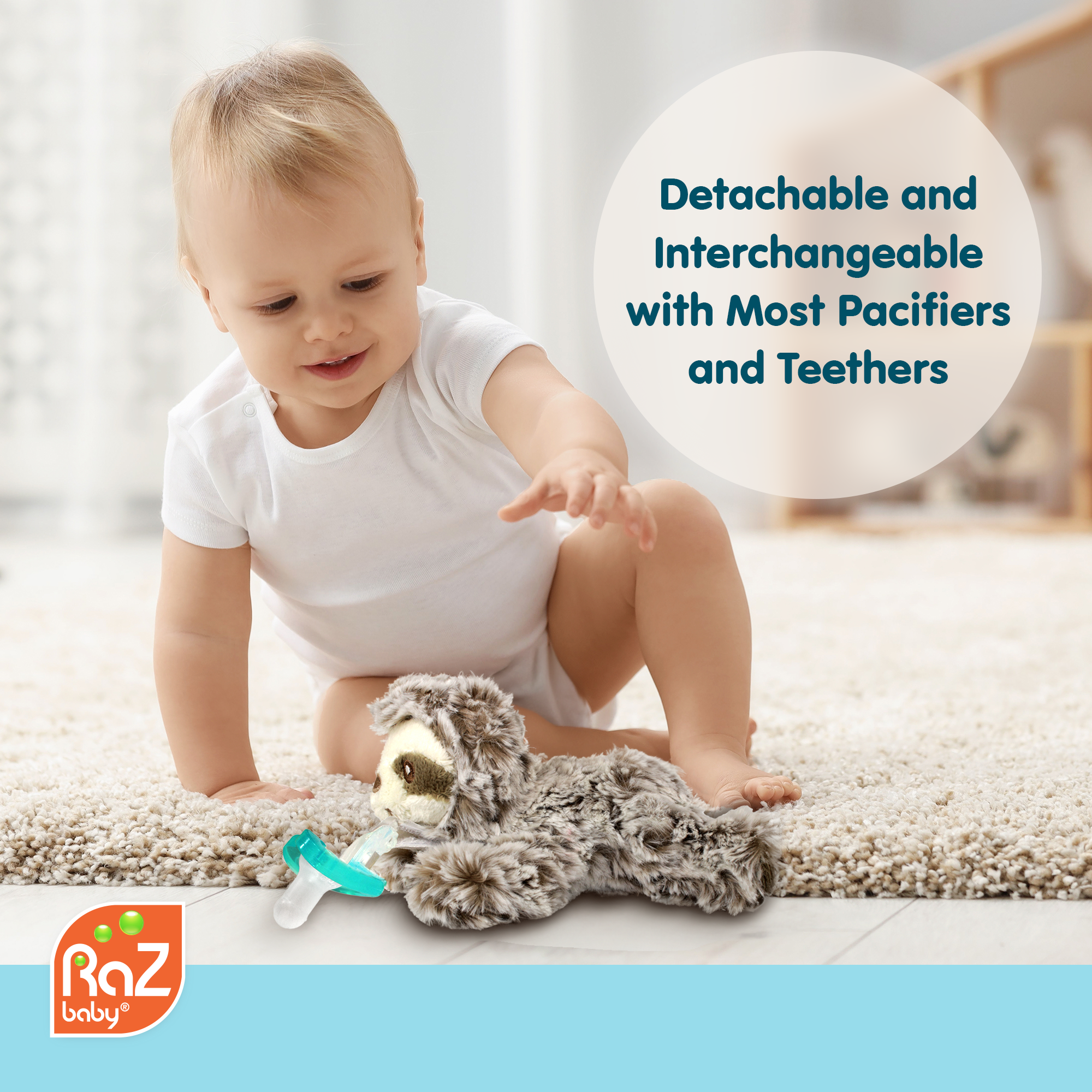 RaZbuddy Sam Sloth Paci/Teether Holder