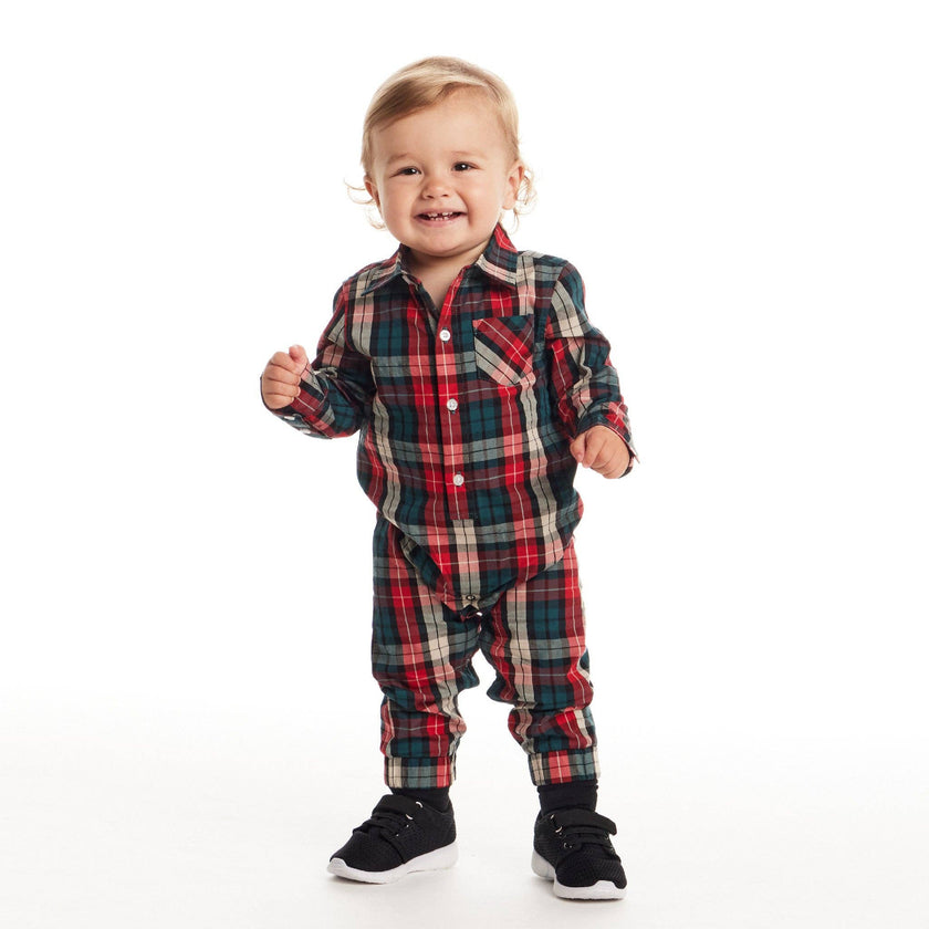Infant Plaid Shirtall | Red