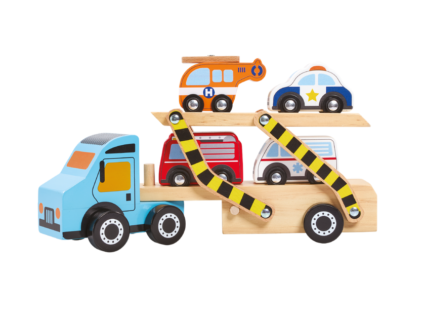 Wooden Off to the Rescue Vehicle Carrier Toy