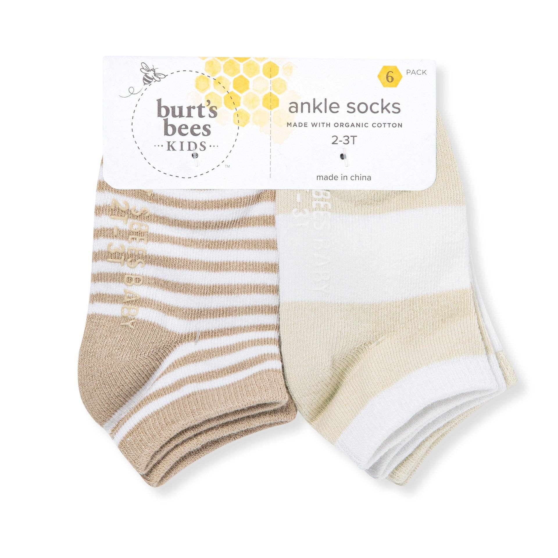 Solid & Stripes Organic Cotton Baby Ankle Socks 6 Pack - Oat