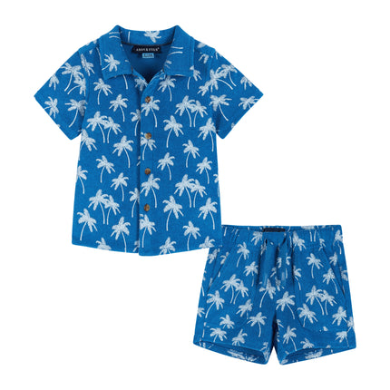 Boys Baby Matching Blue Palm Terry Set