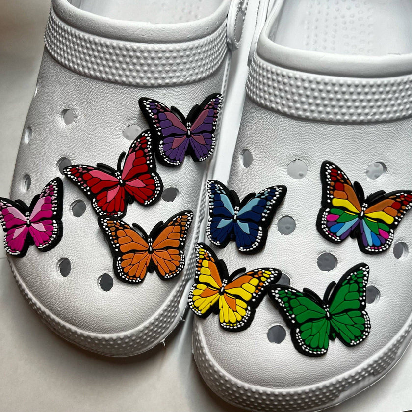 DELETE Pick your own Colorful Butterfly Design Theme Shoe Charms Best Quality JuliesDecalDesign: Large #4 rainbow