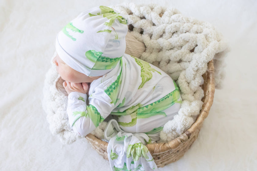 Alligator Newborn Bamboo Knotted Gown