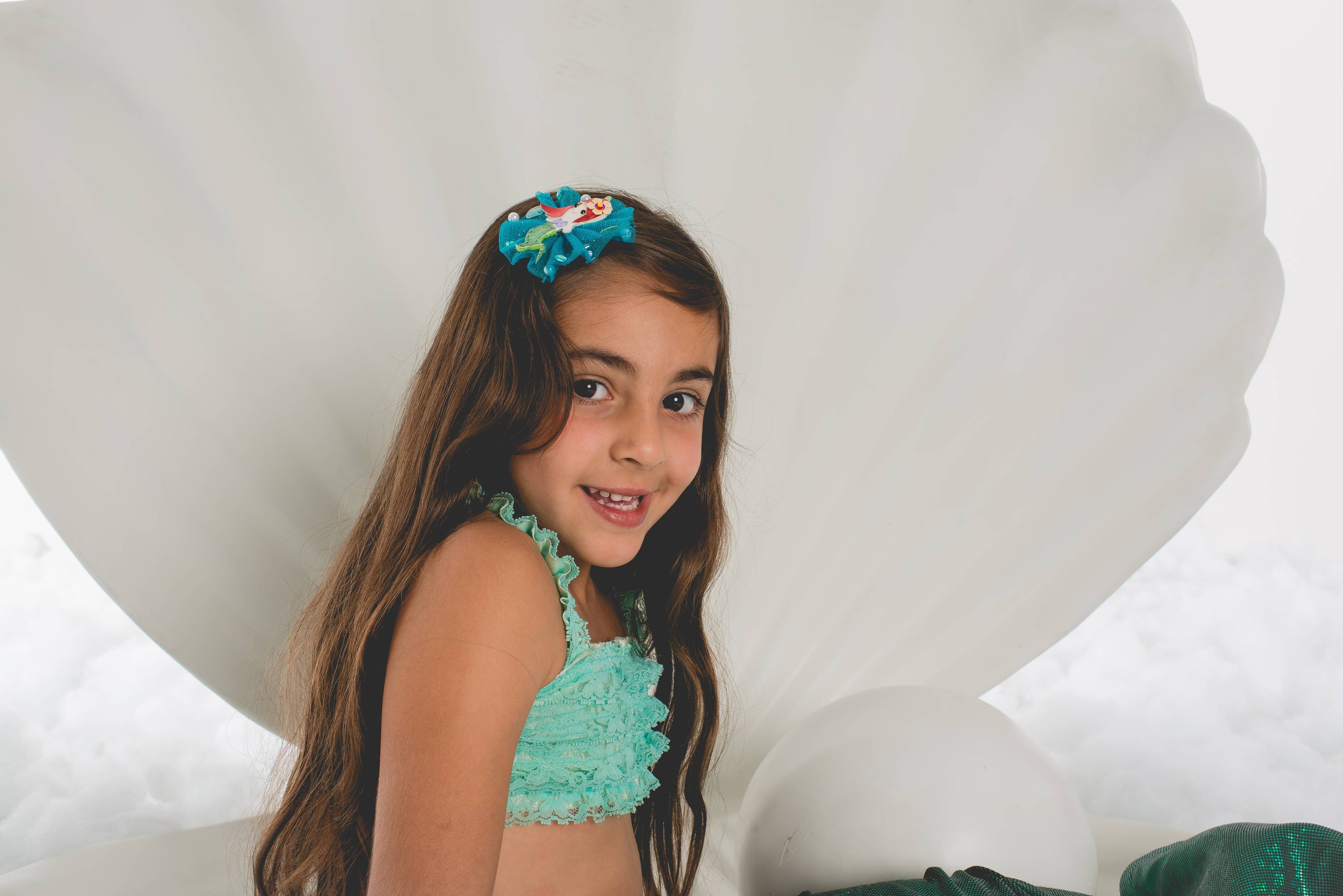 Tulle Mermaid Hair Clip- Ocean Blue