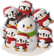 Penguin Family Building a Snowman Personalized Ornament