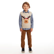 Kids Sweater Vest Holiday Set | Beige Reindeer